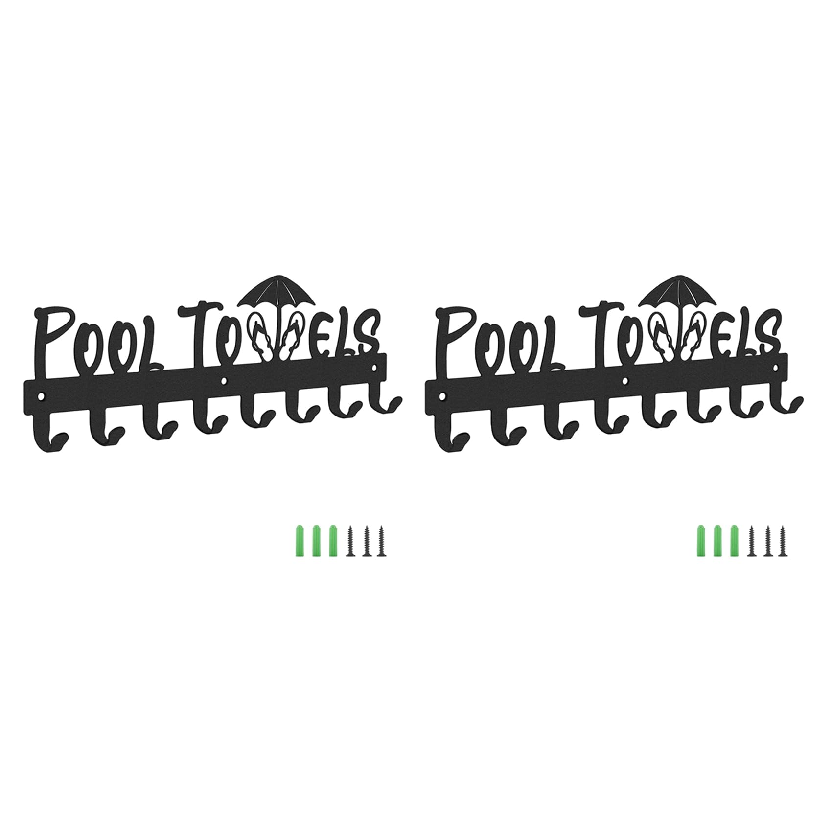 Hndhbfgrt 2X Pool Towel Rack with 8 Hooks, Towel Holder Wall Mounted for Outdoor or Bathroom, Towel Hanger for Hanging Bathrobes