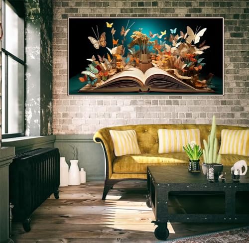 Kit complet diamond painting papillon abstrait 5D adulte broderie diamant rond géant 100x200cm