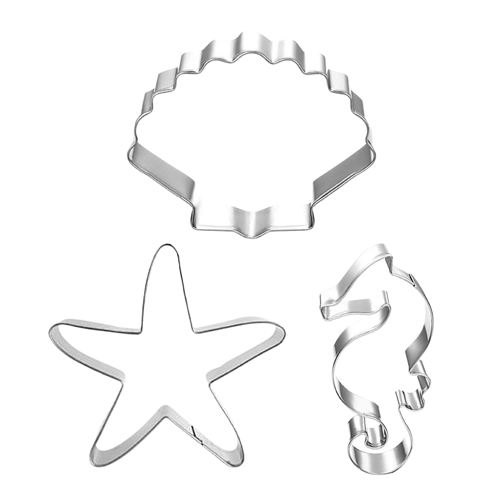 matumou 3Pcs/Set Cookie Marine Organism Shape Ornamental Easy to Release Seahorse Starfish Seashells Cookie Cutter for Fondant Biscuit