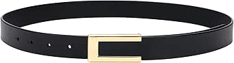 WHIPPY Women's Skinny Leather Waist Belt With Alloy Metal Buckle For Jeans, Pants, Dresses, Plus