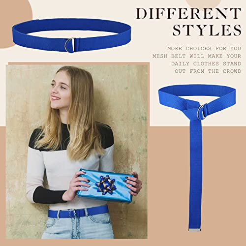 Handepo 12 Pcs Mens Womens Canvas Belt Silver Buckle Web Fabric Military Style D Ring Belt, 1 1/2 Inch Wide3