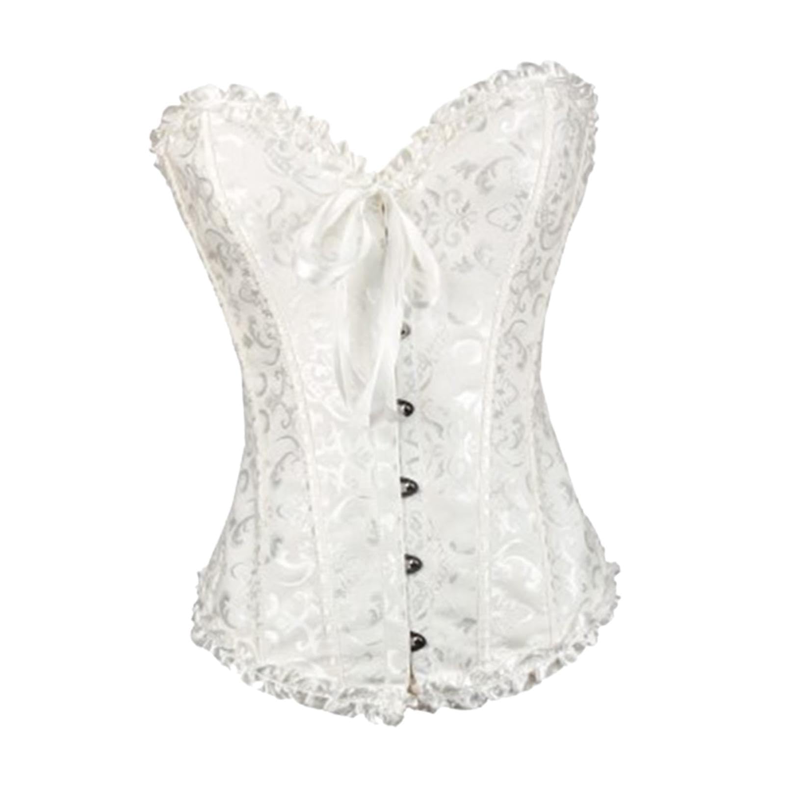 Women Floral Corset Camisole Tank Costume for Club Birthday Party Night white S | Corsets & Bustiers|1 Womens Floral Corset-image-14