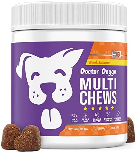 Doctor Doggo's Dog Multivitamin - All in 1 Multivitamin for Dogs - Essential Dog Vitamins with Glucosamine Chondroitin Omega Salmon Oil for Joint Support, Digestion, Skin, Coat