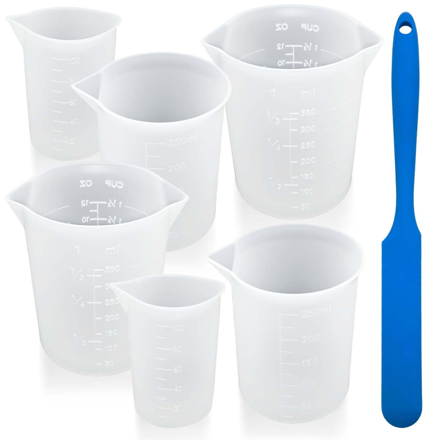 YuCool Silicone Measuring Cups for Melting Chocolate - 6PCS Silicone Measuring Cups with 100 & 250 & 350ml Capacity, Baking Supplies Accessories for DIY Chocolate Molds