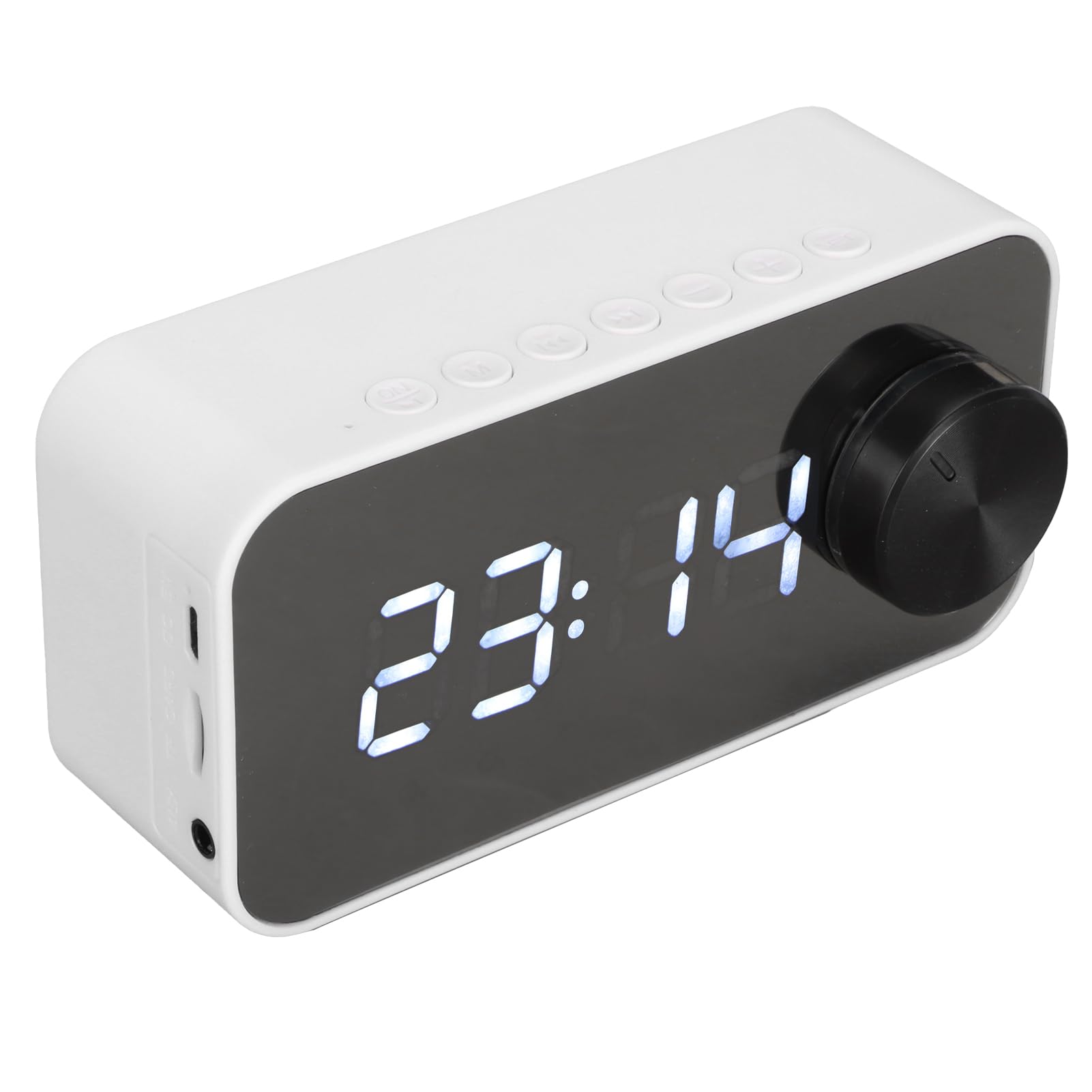 Enceinte Bluetooth Avec Horloge Miroir, Radio FM, Micro Réduction De Bruit, Double Alarme - Blanc, 1200 MAh - 8