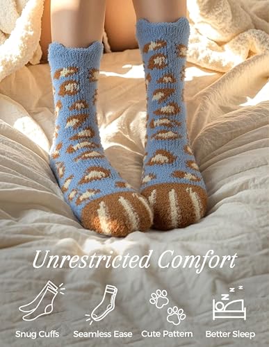 Image of TEHOOK Warm & Cozy Gifts for Women, Fluffy Fuzzy Plush Sleeping Slipper Socks - Soft Warm Fabric