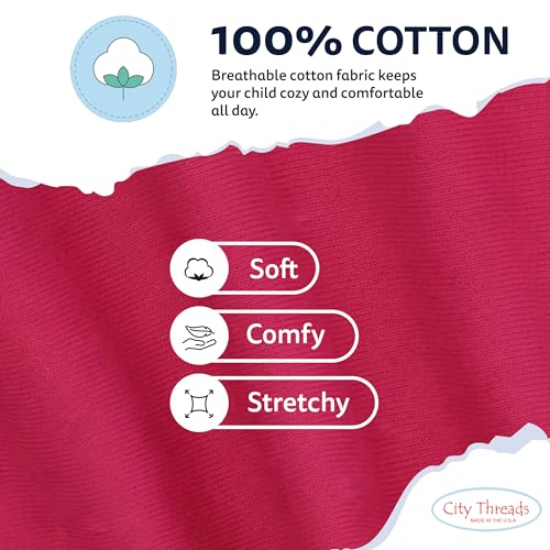 Image of City Threads Girls' 100% Cotton Long Sleeve Dress - Active Kids School, Playing, Parties - Made in USA