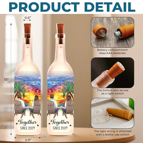 Image of Pawfect House Custom Bottle Lamp, Personalized Anniversary Wedding Gifts for Husband and Wife, Him and Her, Love Shines Bright at Sunset, Marriage Gifts for Couple, Housewarming Christmas Decor