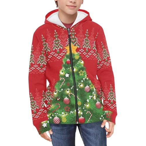 Xoenoiee Hoodies for Kids Teens Zip Up Hoodie Pullover Seatshirts with Pockets Boy Girl Hoodies for School Home Wear