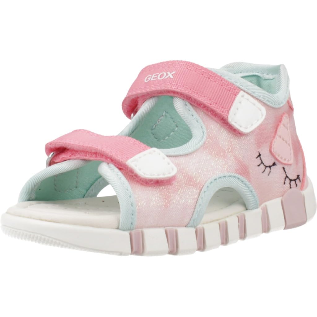 Geox Baby Girls B Sandal IUPIDOO Gir, Salmon/White, 4.5 UK Child