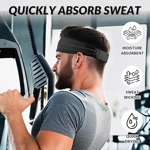 Sukeen Sports Headbands for Men, Moisture Wicking Sweat Bands Headbands Non-Slip, Breathable Elastic Sweatband, Running Headband for Yoga, Tennis, Fitness Workout3