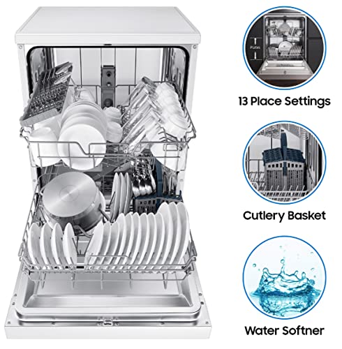 Image of Samsung 13 Place Setting Freestanding Dishwasher with Intensive Wash (DW60M5042FS /TL, Stainless Steel, Stainless Steel Tub,Hygiene Clean, Height Adjustable Rack)