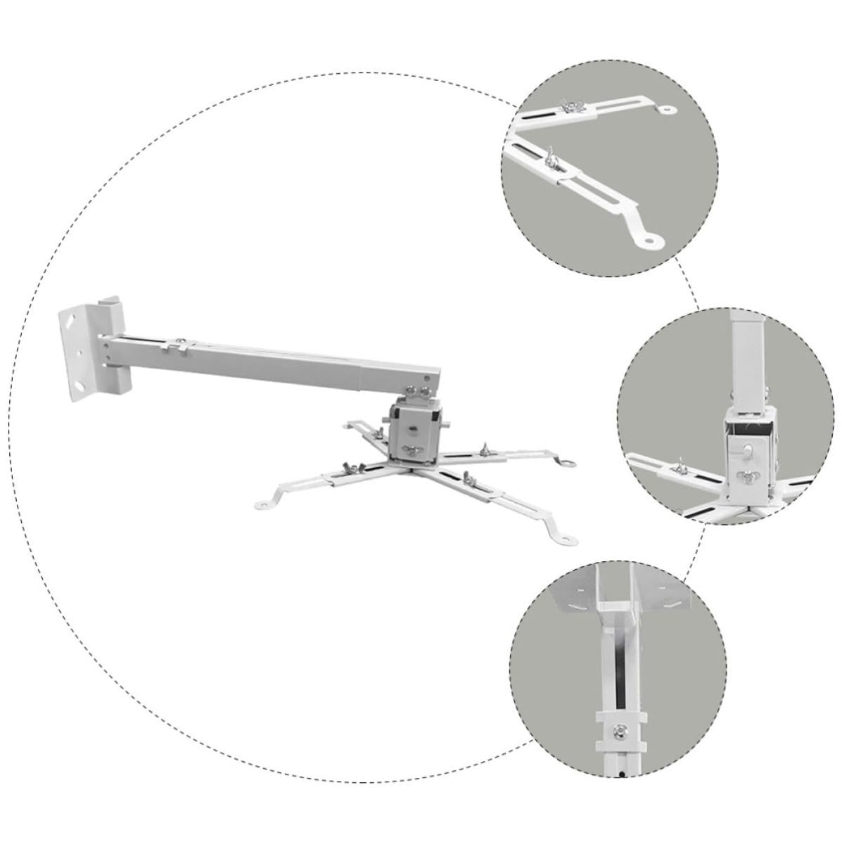VICASKY Supporto per Proiettore da Soffitto in Acciaio al Carbonio Bianco
