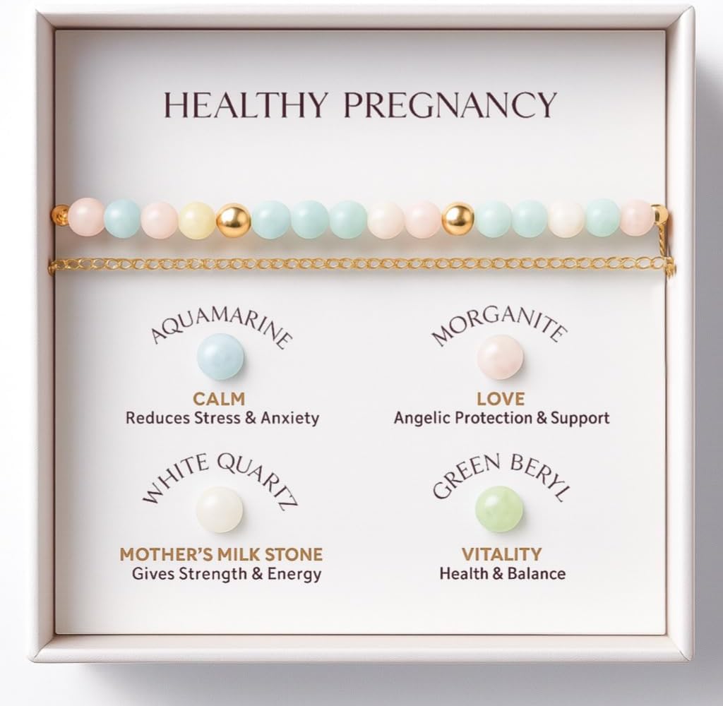 LISS Healthy Pregnancy Bracelet Gift – Natural Gemstones for Expecting Moms – Calm Energy & Emotional Support – Meaningful Jewelry for First-Time Mothers - Image 3