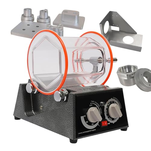 pealiritansemen Vibratory Tumbler Polisher, 3 Kg Capacity Rotary Polishing Machine, Bidirectional Rotation, 0-60 Min Timer, 5 Speeds Adjustment, for Coins/Metal/Jewelry