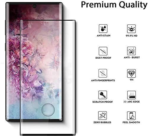 Image of Screen Protector for Samsung Galaxy Note 10 (Black) Tempered Glass Edge-to-Edge 6D Screen Guard With Installation Kit