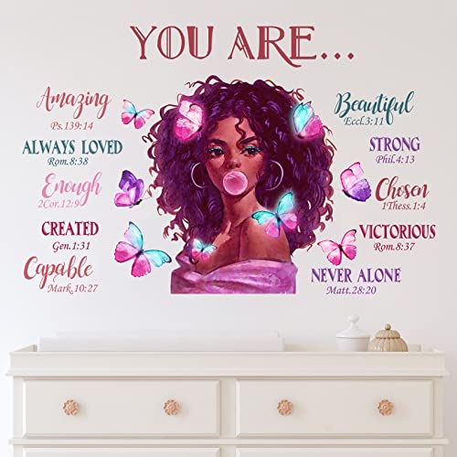 Mfault Black Girl Magic Inspirational Quote Wall Decals Stickers, Religious African Positive Decoration American Afro Woman Bedroom Art, Motivational Teen Home Room Decor #TOP3