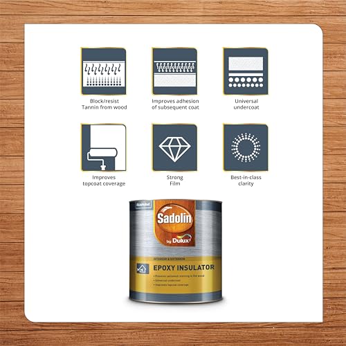 Image of Sadolin by Dulux | Epoxy Insulator Undercoat for Wooden Surfaces | Improves Top Coat Coverage & Durability | Suitable for Interior and Exterior Applications, 1 litres