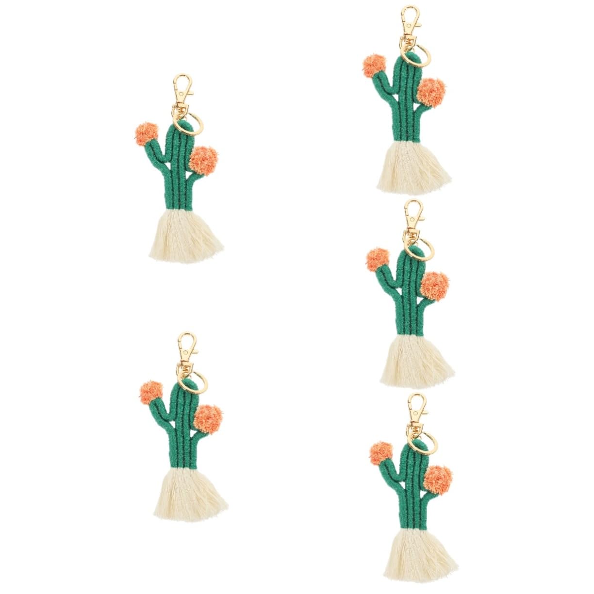 TOYANDONA 5stücke Handgefertigter Kaktus Schlüsselanhänger Makramee Boho Stil Dekorativer Taschenanhänger Schlüsselband Für Schlüssel Handtaschen Und Rucksäcke Perfektes Für