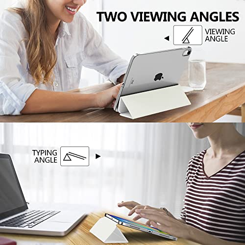 Image of MoKo for iPad (A16) 11th Generation Case 11 Inch 2025, iPad 10th Generation Case 10.9 Inch 2022, Slim Stand Hard PC Translucent Back Shell Smart Cover, Support Touch ID, Auto Wake /Sleep, White