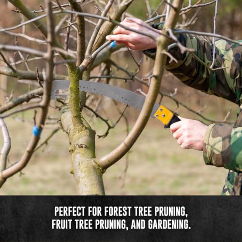 Image of 21 inch Hook Pruning Saw - Professional Hand Saw for Cutting Trees, Branches, Weeds | For Farms, Landscaping & Gardening | Includes Hook Tip for Branch Pulling | Non-Slip Rubber Handle | THP21