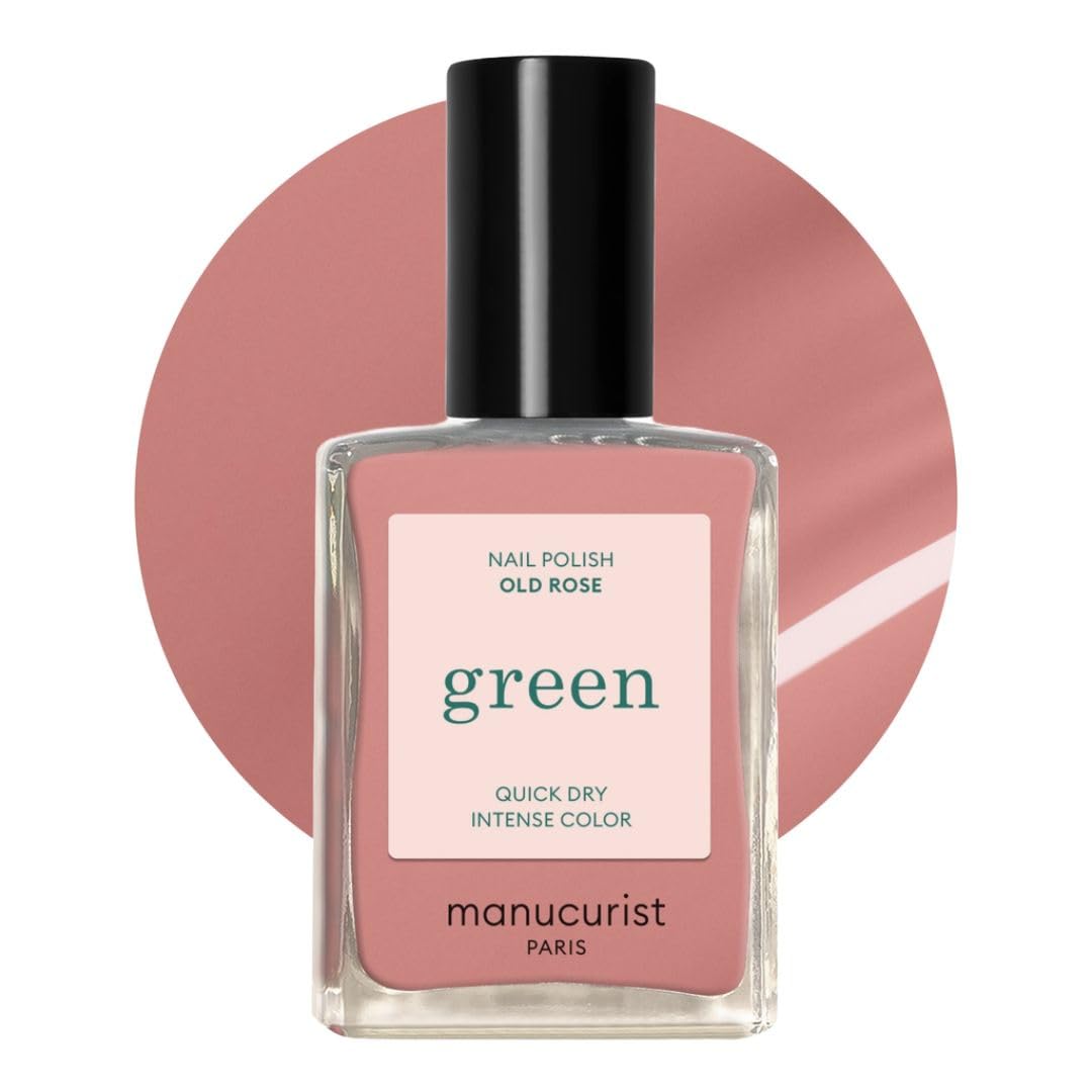 Manucurist - Green Smalto Unghie Old Rose - Smalto Rosa Cipriato - Smalti per Unghie classico 9-​Free - Vegano e di Origine Biologica (80%) - Manicure Professionale - 15ml - Nail Polish