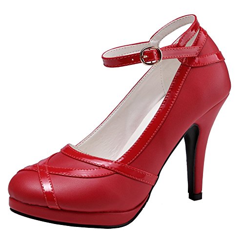 getmorebeauty Women's Vintage Retro Black and White Ankle Strappy Buckle Dress High Heels