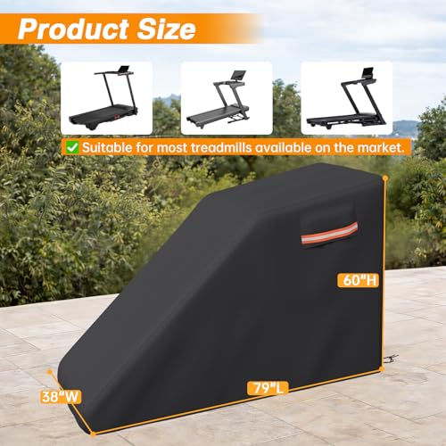 Image of EVRBUL Treadmill Cover Heavy Duty Waterproof Dustproof Running Machine Cover Home Gym Exercise Workout Equipment Protective with Air Vents Reflective Strip Drawstring