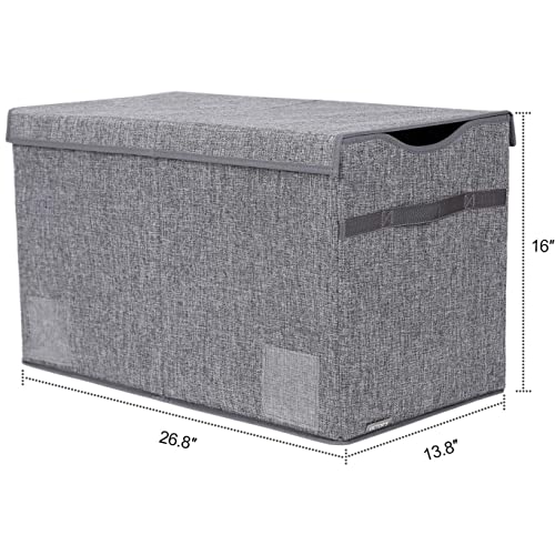 Victor's Toy Box Chest, Collapsible Sturdy Storage Bins With Lids, Large Kids Toy Storage Organizer Boxes Bins Baskets For Kids, Boys, Girls, Nursery Room, Playroom, Closet, Home Organization, 26.8"X13.8" X16" (Dark Grey) #TOP4
