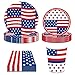 Patriotyczny zestaw upominków na przyjęcie,Zestaw białych niebieskich czerwonych wentylatorów papieru | Star Streamer wiruje flaga amerykańska na dzień 4 lipca dekoracje patriotyczne urodziny