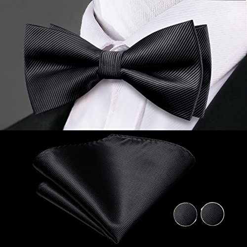 Image of Dubulle Mens Cummerbund and Bow Tie Set Paisley Floral Pretied Bowties for Men Pocket Square Cufflinks Wedding Business