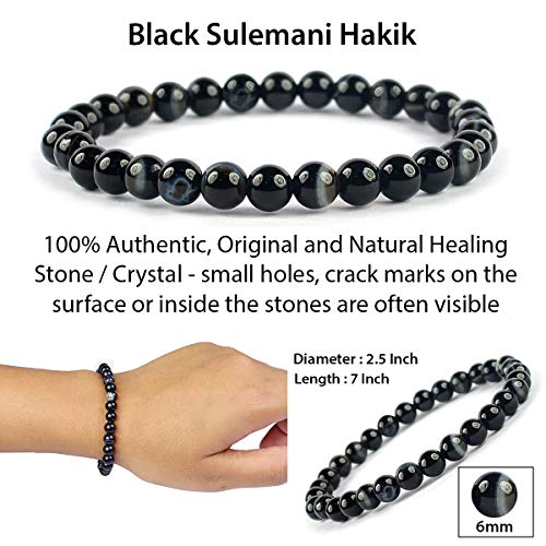 Image of Reiki Crystal Products Certified Natural Crystal Stone Bracelet 6 mm Round Beads for Men and Women | Premium Gemstone Jewellery Collection | Reiki Charged | Multiple Stone Variants Available