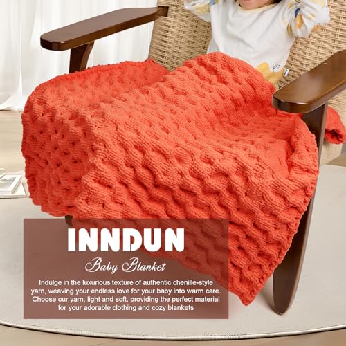 Image of INNDUN Blanket Yarn 100g /3.5oz - Orange Chenille Yarn 6 Super Bulky - 72 Yards - Knitting, Crocheting & Crafts Chunky Yarn