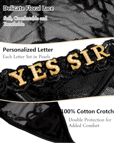 Image of Sexy Underwear for Women Lace Panties Sexy Thong with Funny Rhinestone Letters for Couple Gifts