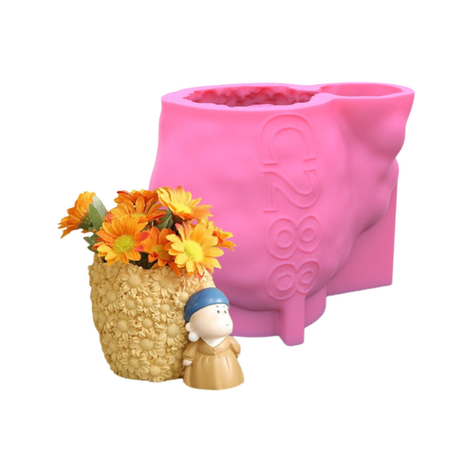 NEWFT Novel Artist Concrete Silicone Mold Flowerpot Clay Cement Plaster Home Garden Flower Pots Mould