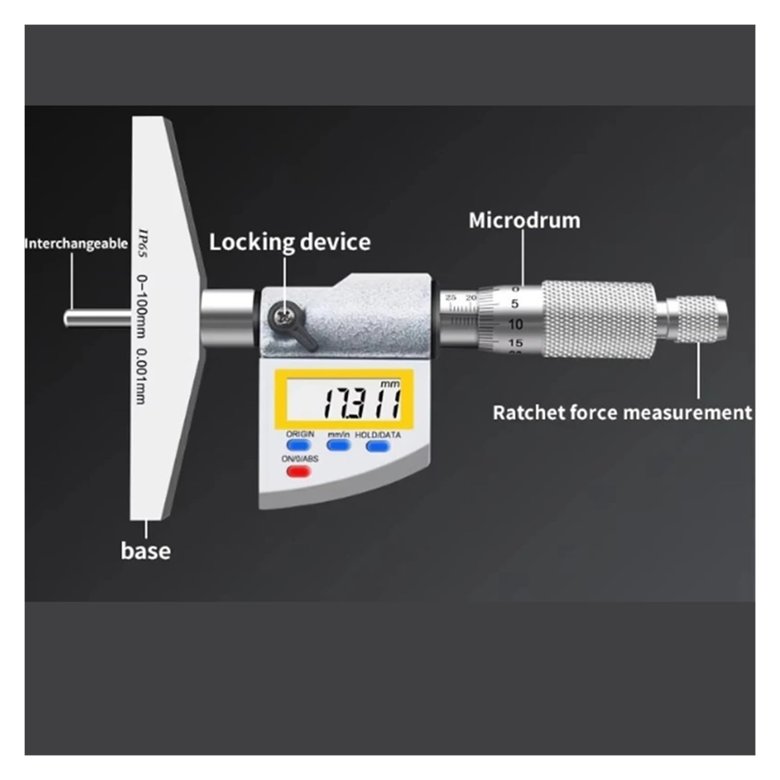 0-100 mm 0,001 mm Pomiar IP65 Micrometros Stal nierdzewna Głębokościomierz Cyfrowy mikrometr głębokości Zmierz wszystko