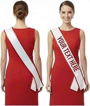 Custom Sashes for Women. Miss Congeniality Sash Personalized | Ideal for Events, Competitions and Celebrations Custom Text Red Trim