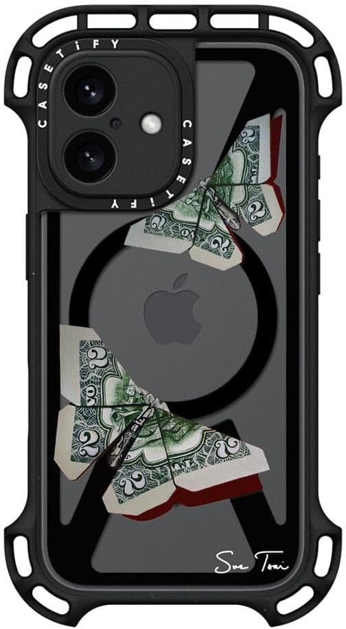 CASETiFY Ultra Bounce Case for iPhone 16 [Shockproof / 32.8 ft. 10X Military Grade Drop Protection/Compatible with Magsafe] - Moneyfly iPhone Case - Clear Black - Image 5