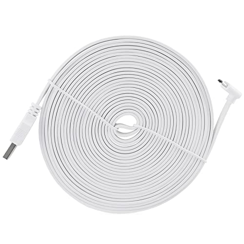 LEFXMOPHY Power Cord for WYZE Cam Pan V3 90 Degree L-Shape Connector 20ft Micro USB Right Angle White Extension Charging Cable