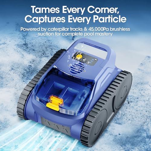 Image of Cordless Robotic Pool Vacuum with Smarter Navigation & Track Drive, Dual 180W Brushless Motors, Wall & Waterline Climbing, 150-Min Runtime, for Inground & Above-Ground Pools up to 2,150 Sq. Ft.
