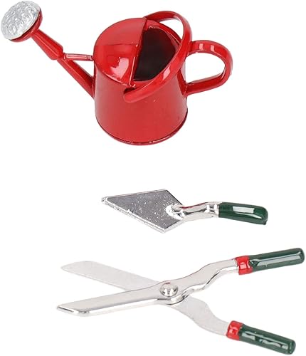 Qinlorgo Modelos de herramientas de jardín de casa de muñecas, casa de muñecas en miniatura 1:12, herramientas de jardín para regadera, pala y