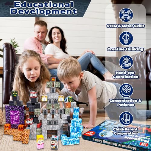 Miniatura 6 de Graceduck Bloques Magnéticos 150 Piezas Imán De Construcción Dark Castle Sword Domain World Juguetes Magnéticos De Construcción Juguetes Sensoriales Stem Montessori Para Niños Pequeños De 6, 7,