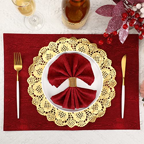 50 Set Napkin Rings And Paper Placemats Bulk 50 Diamond Napkin Holder And 50 Doilies 12 Inch Round For Table Decorations, Dinner, Wedding, Party Decoration (Gold) #TOP6