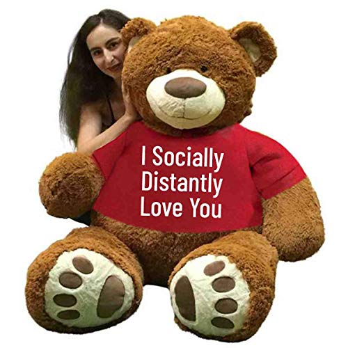 Big Plush Giant Teddy Bear With I Socially Distantly Love You Shirt - Huge Plush Teddybear - Stuffed Animal - Humorous Gift - Oso De Peluche - Cute Oversized Plushie - Jumbo Bear To Show You Care #TOP24
