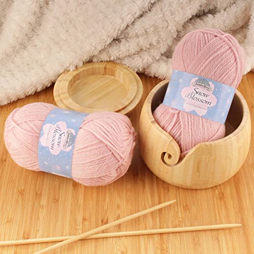 Hilo de lana DK Sakura texturizado de dos madejas JubileeYarn Snow Blossom para tejer sin nudos 4