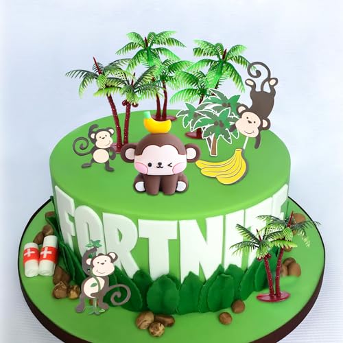 Lot de 11 décorations de gâteau en forme de singe pour anniversaire safari - 3