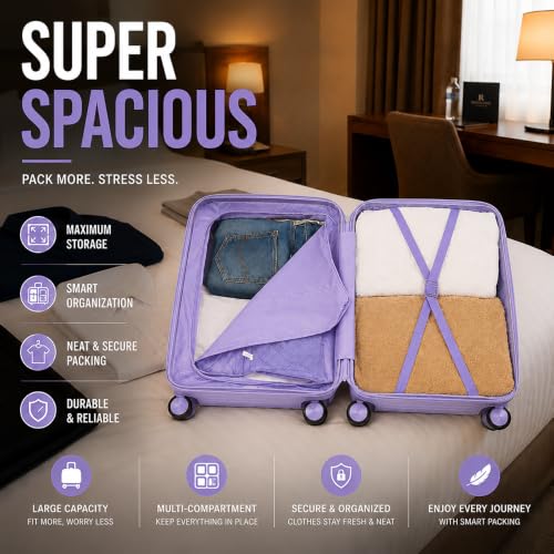 Image of 3G VACANZA Trolley Bags, Hard Case Polypropylene, 360º Wheeling Luggage for Men & Women, Suitcase for Travel, Trolley Bags for Travel, Set of 3 Purple
