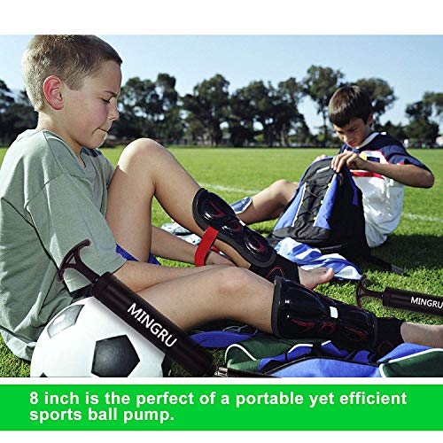 MINGRU Ballpumpe für Basketball, Fußball, Volleyball, Rugby, Wasserball und andere Bälle, inklusive Düsen und Nadeln, 1 Packung (schwarz, 8 Zoll)