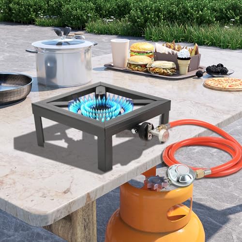 TABODD 8KW Gaskocher Hockerkocher, Industrial Hockerkocher inkl. 1,5 m Propan-Gas-Schlauch & 50 mbar Propan Druckminderer für Camping, Outdoor, nur für die Verwendung im Freien