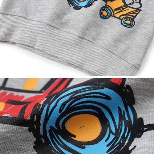 Dinopjs Klassischer Traktor Jungen Pullover, Baumwolle Sonnenschein Regenbogen Farm Sweatshirt, Kinder Graffiti Stil Sportshirts für Kinder, Grau
